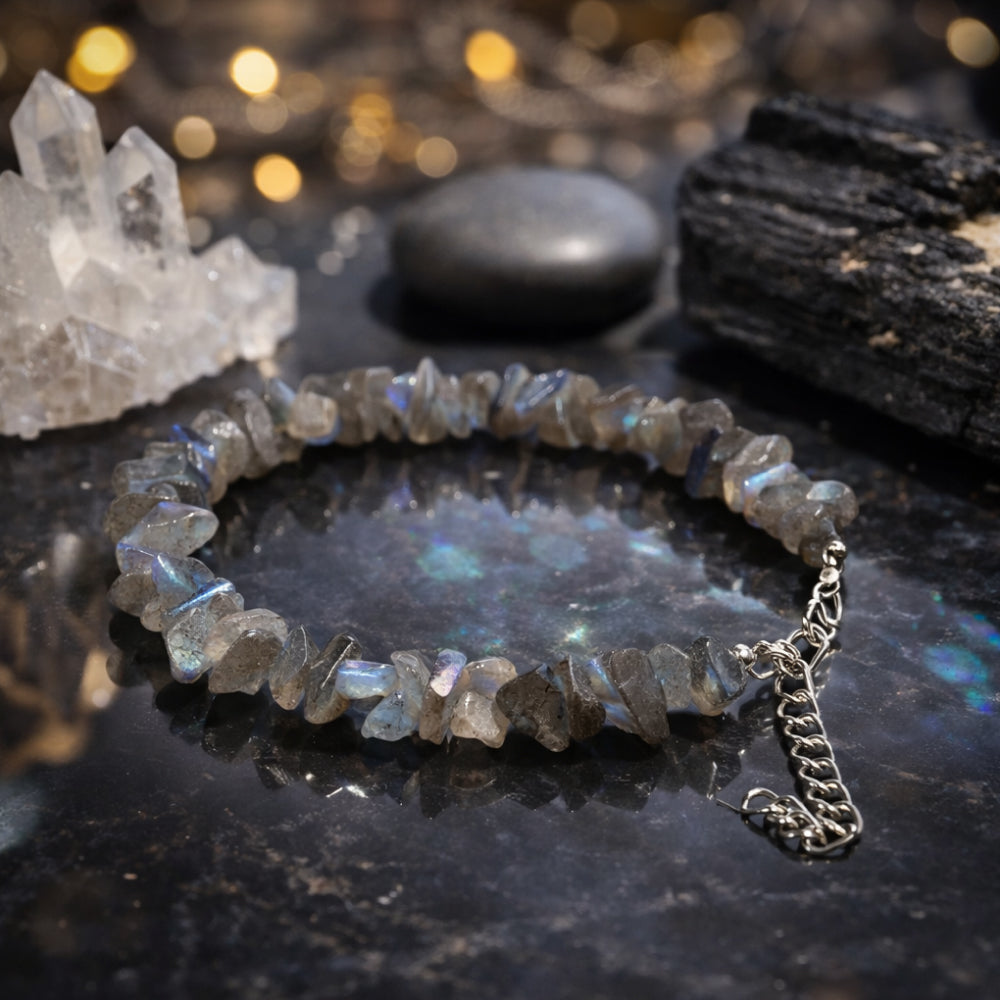 Labradorite Chips Bracelet Adjustable