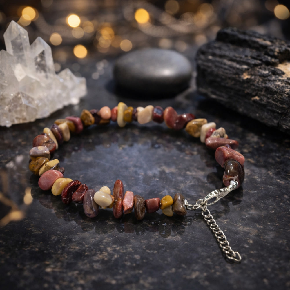 Mookaite Australian Jasper Chips Bracelet Adjustable