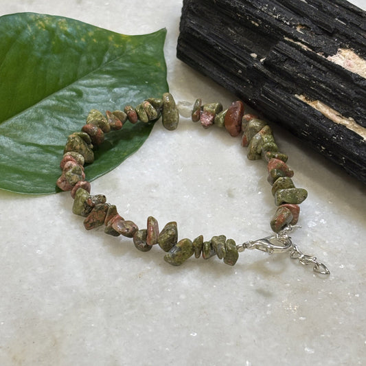 Unakite Chips Bracelet Adjustable Ankastra
