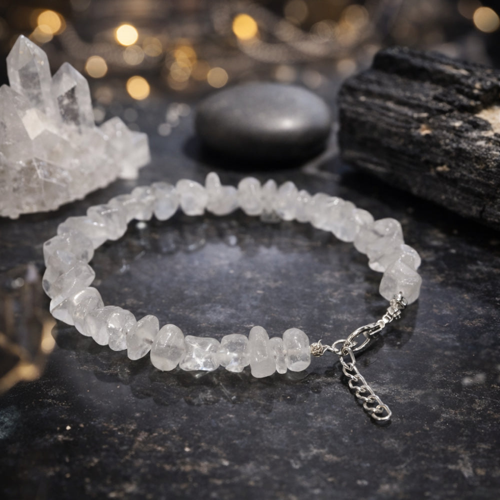 Clear Quartz Chips Bracelet Adjustable