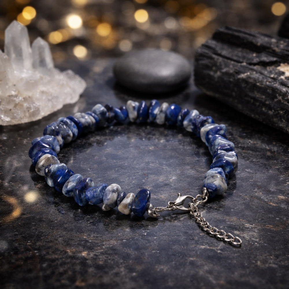 Lapis Lazuli Chips Bracelet Adjustable