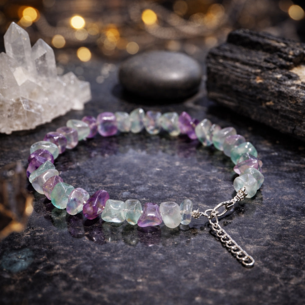 Multi Florite Chips Bracelet Adjustable